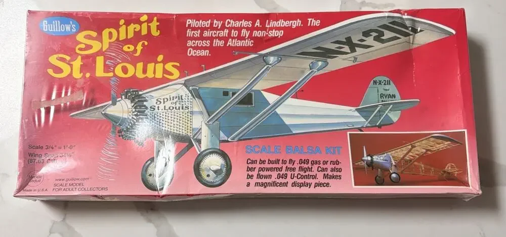 Guillow's Spirit of St. Louis Balsa Flying Model 807 - New
